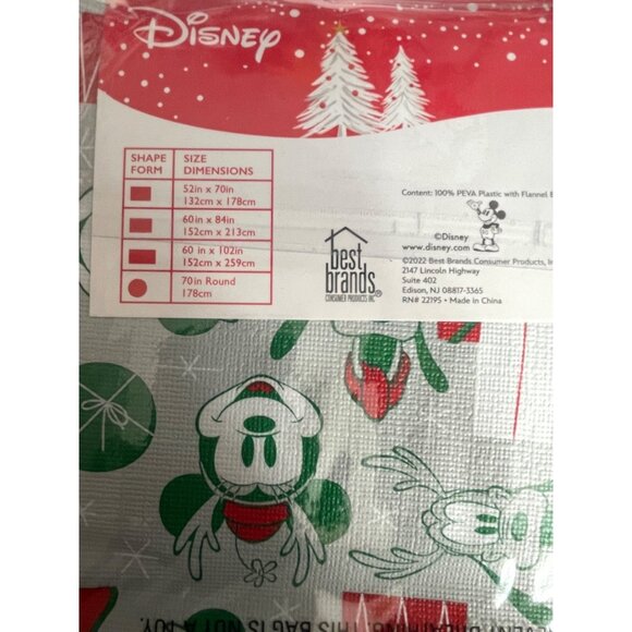 Disney Mickey & Minnie Christmas PEVA Flannelback Tablecloth 52" X 70" - Picture 3 of 4
